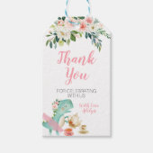 Dinosaur Tea Party Geburtstag Kinderdusche Geschenkanhänger (Vorderseite)