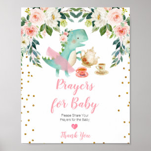 Dinosaur Tea Party Kinderdusche Gebete für Baby Poster