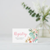 Dinosaur Tea Party Peach Floral Registry Begleitkarte (Stehend Vorderseite)