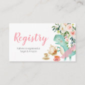 Dinosaur Tea Party Peach Floral Registry Begleitkarte (Vorderseite)