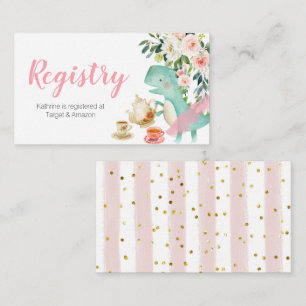 Dinosaur Tea Party Peach Floral Registry Begleitkarte