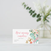 Dinosaur Tea Party schätzt, wie viele Candies Begleitkarte (Stehend Vorderseite)