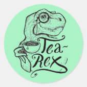Dinosaur Tea Rex Runder Aufkleber (Vorderseite)