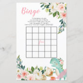 Dinosaur Tee Party Peach Floral Baby Dusche Bingo (Vorderseite)