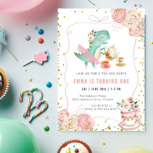 Dinosaur-Teeparty-Geburtstagseinladung Einladung