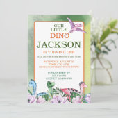 Dinosaur Thema 1. Geburtstag Einladung (Stehend Vorderseite)