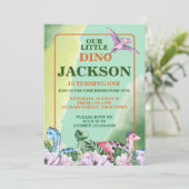 Dinosaur Thema 1. Geburtstag Einladung (Stehend Vorderseite)