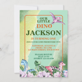 Dinosaur Thema 1. Geburtstag Einladung