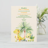 Dinosaur Thema 1. Geburtstag Party Einladung (Stehend Vorderseite)