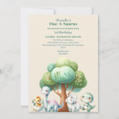 Dinosaur Thema 1. Geburtstag Party Einladung (Vorderseite)