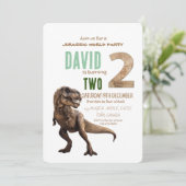 Dinosaur Thema 2. Geburtstag Party Einladung (Stehend Vorderseite)