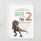 Dinosaur Thema 2. Geburtstag Party Einladung (Vorderseite)
