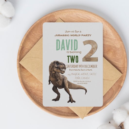 Dinosaur Thema 2. Geburtstag Party Einladung
