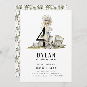 Dinosaur Thema 4. Geburtstag Party Einladung