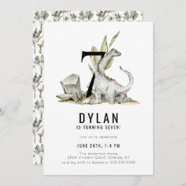 Dinosaur Thema 7. Geburtstagsparty Einladung