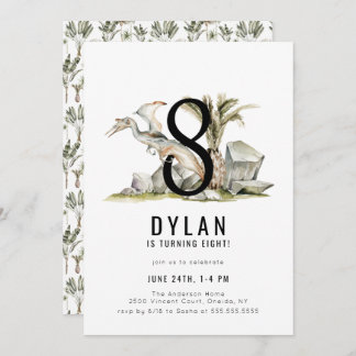 Dinosaur Thema 8. Geburtstagsparty Einladung