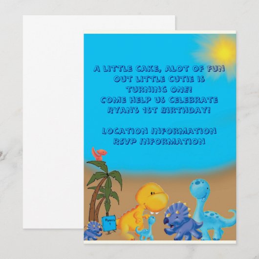 Dinosaur-Thema Einladung (Vorne/Hinten)