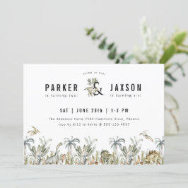 Dinosaur Thema Gemeinsame Geburtstagspartei Einladung