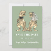 Dinosaur-Thema Hellgrüne Hochzeit Save The Date (Vorderseite)