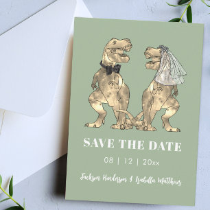 Dinosaur-Thema Hellgrüne Hochzeit Save The Date