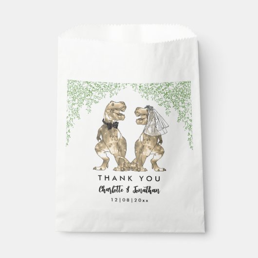 Dinosaur Thema Hochzeit Danke Geschenktütchen (Vorderseite)