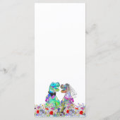 Dinosaur Thema Hochzeit farbenfrohe Wildblume Menükarte (Rückseite)