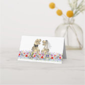 Dinosaur Thema Hochzeit farbenfrohe Wildblume Platzkarte (Rückseite)