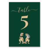 Dinosaur Thema Hochzeit Grün Tischnummer (Rückseite)