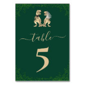 Dinosaur Thema Hochzeit Grün Tischnummer (Vorderseite)
