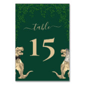 Dinosaur Thema Hochzeit Grün Tischnummer (Rückseite)