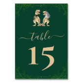 Dinosaur Thema Hochzeit Grün Tischnummer (Vorderseite)
