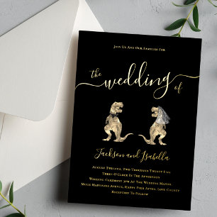 Dinosaur-Thema Hochzeit Schwarz und Gold Folieneinladung