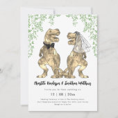 Dinosaur-Thema Hochzeits-QR-Code Einladung (Vorderseite)