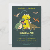 Dinosaur-Thema Junge 5. Geburtstag  Einladung (Vorderseite)