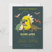 Dinosaur-Thema Junge 9. Geburtstag  Einladung (Vorderseite)
