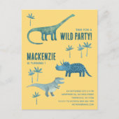 Dinosaur Thema Kindergeburtstag Party Einladung Postkarte (Vorderseite)