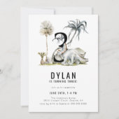 Dinosaur Theme 3. Geburtstags-Party Einladung (Vorderseite)