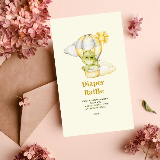 Dinosaur Theme Baby Diaper Tombola Begleitkarte