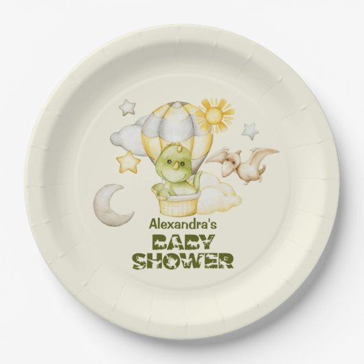 Dinosaur Theme Baby Dusche Pappteller (Vorderseite)