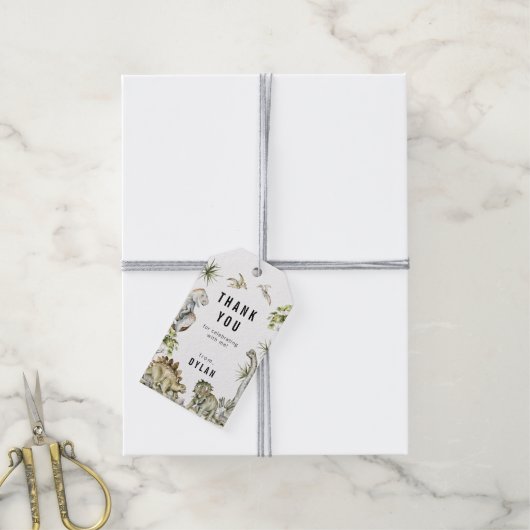 Dinosaur Theme Birthday Danke Geschenkanhänger (Mit Garn)