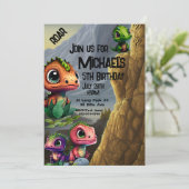 Dinosaur Theme Birthday, Einladung (Stehend Vorderseite)