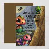 Dinosaur Theme Birthday, Einladung (Vorne/Hinten)