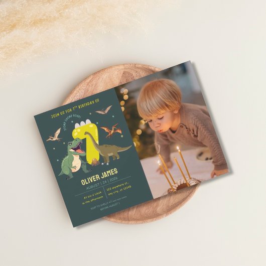 Dinosaur theme boy 7th birthday  einladung