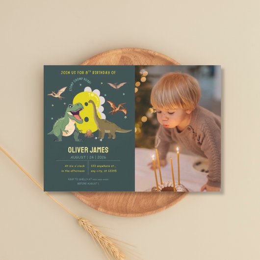 Dinosaur theme boy 8th birthday  einladung