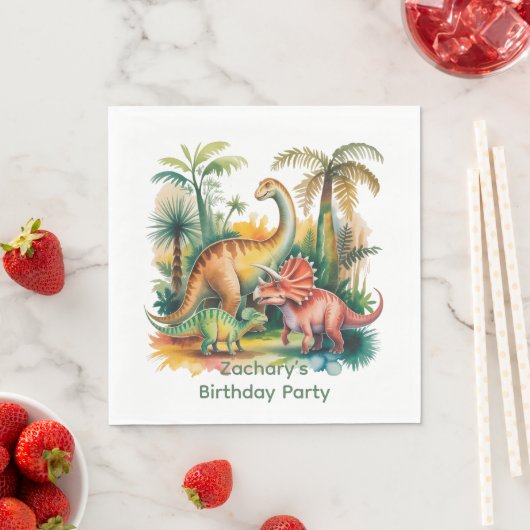 Dinosaur Theme Boy Birthday Party Serviette (Beispiel)