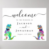 Dinosaur Theme Gay Wedding Welcome Poster (Vorne)