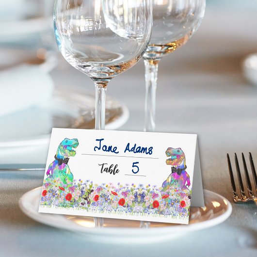 Dinosaur Theme Gay Wedding Wildflower Platzkarte