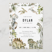 Dinosaur Theme Geburtstagsparty Einladung (Vorne/Hinten)