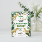 Dinosaur Theme Geburtstagsparty Postkarte (Stehend Vorderseite)