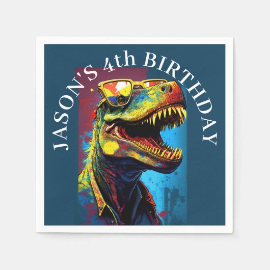 Dinosaur Theme Geburtstagsparty Serviette (Vorderseite)